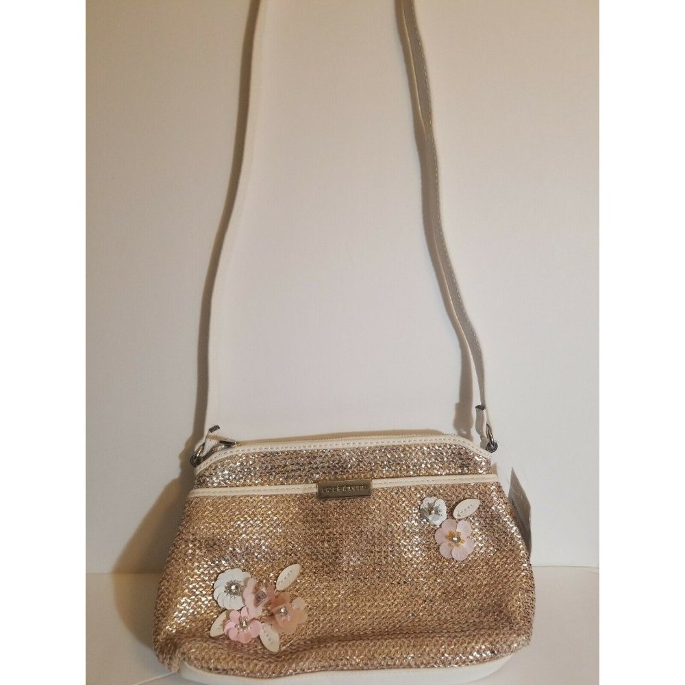 Liz Claiborne Silver Straw Handbag "NEW"